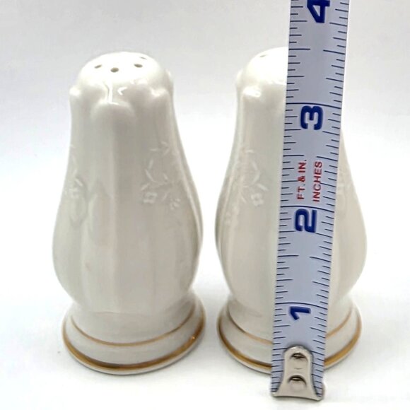 Noritake Chandon Design Pattern 7306 Gold Trim Salt Pepper Shakers Retired - Picture 7 of 8